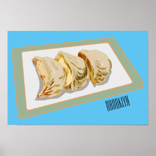 Poster Ilustração de desenho animado de Jiaozi / Chinês D