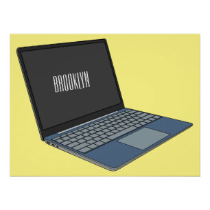 Póster ilustração de desenho animado de laptop