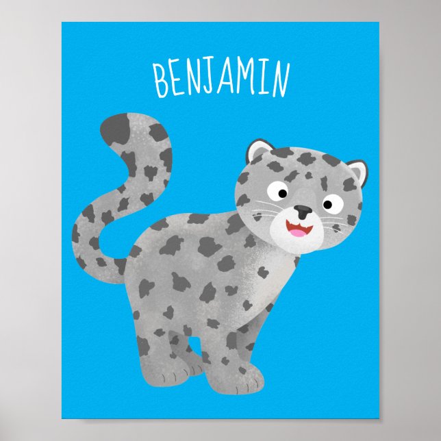 Poster Ilustração de desenho animado de leopardo-da-neve (Frente)