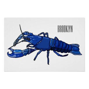 Póster Ilustração de desenho animado de marron azul