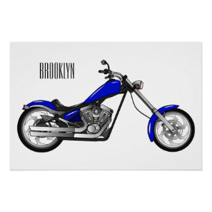 Póster Ilustração de desenho animado de motocicleta Chopp