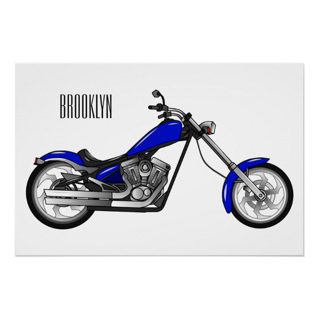 Póster Ilustração de desenho animado de motocicleta Chopp (Frente)