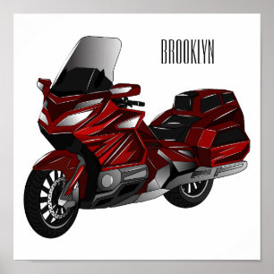 Poster Ilustração de desenho animado de motocicleta em tu