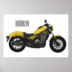 Poster Ilustração de desenho animado de motociclo cruzado