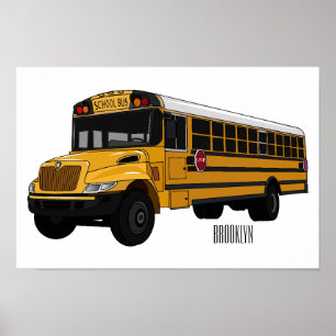 Poster Ilustração de desenho animado de ônibus escolar