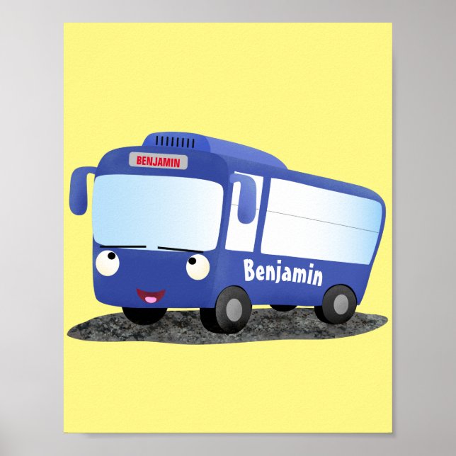 Poster Ilustração de desenho animado de ônibus moderno az (Frente)