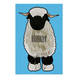 Póster Ilustração de desenho animado de ovelha Valais Bla