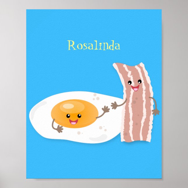Poster Ilustração de desenho animado de ovo e bacon em ka (Frente)
