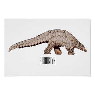 Póster Ilustração de desenho animado de Pangolin