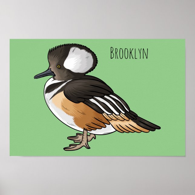 Poster Ilustração de desenho animado de pássaro merganser (Frente)