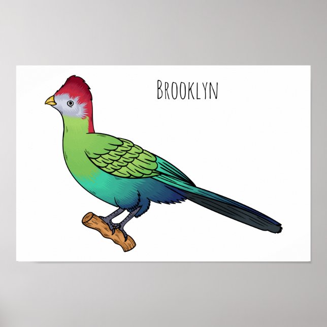 Poster Ilustração de desenho animado de pássaro turaco co (Frente)