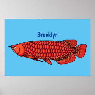 Poster Ilustração de desenho animado de peixes da Arowa