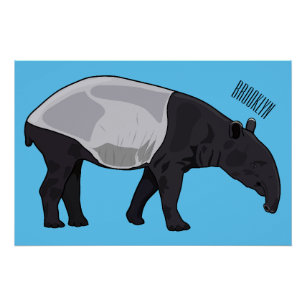 Póster Ilustração de desenho animado de Tapir