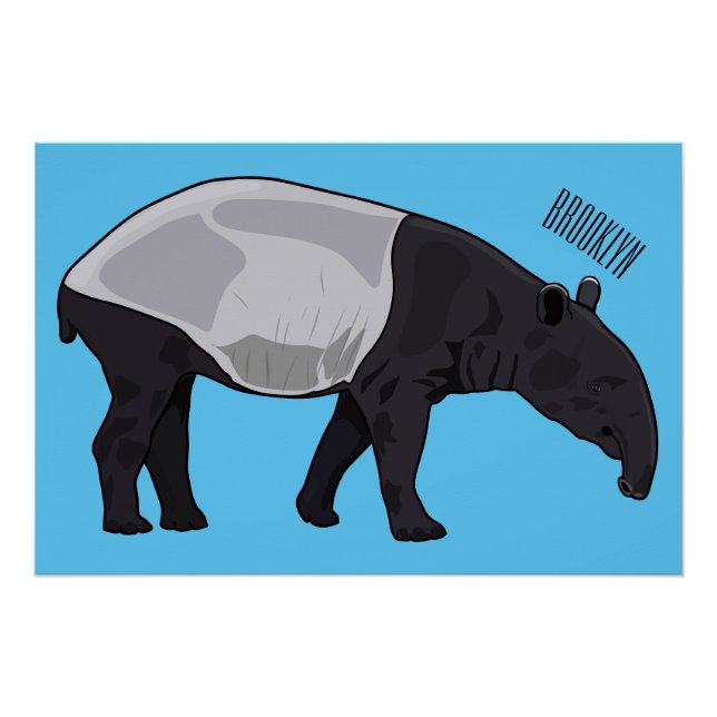 Póster Ilustração de desenho animado de Tapir (Frente)