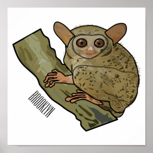 Poster Ilustração de desenho animado de Tarsier