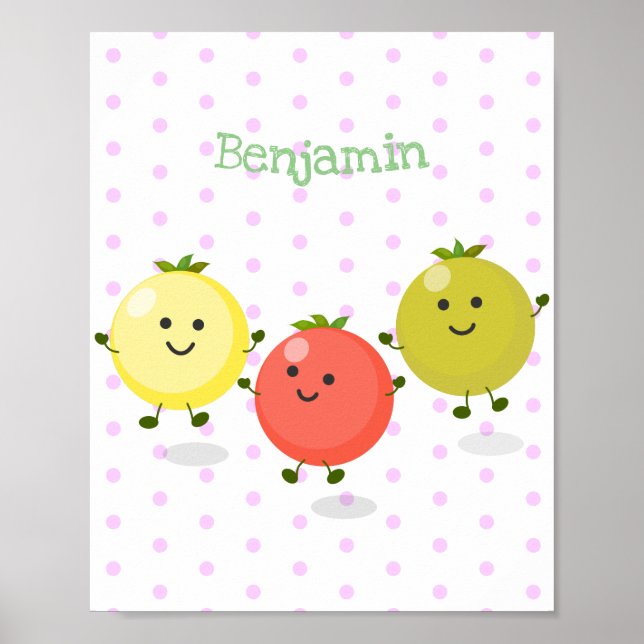Poster Ilustração de desenho animado de tomate de cereja (Frente)
