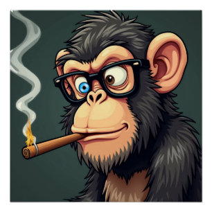 Póster Ilustração de desenho animado de um macaco engraça