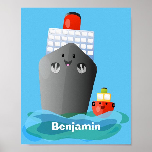 Poster Ilustração de desenho animado do navio de linha do (Frente)