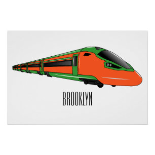 Póster Ilustração de desenho animado do trem de bala