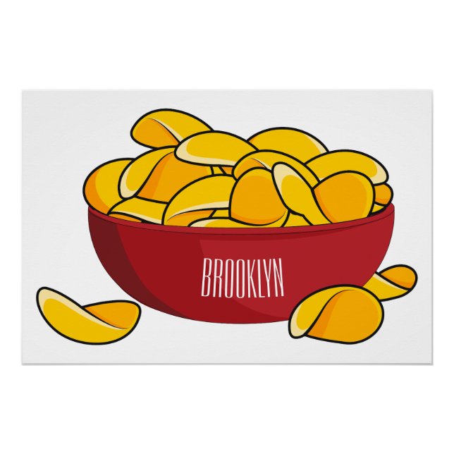 Póster Ilustração de desenho animado em chip de batata (Frente)