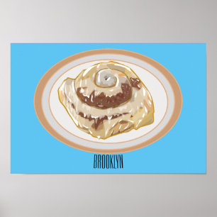 Poster Ilustração de desenho animado em rolo de canela