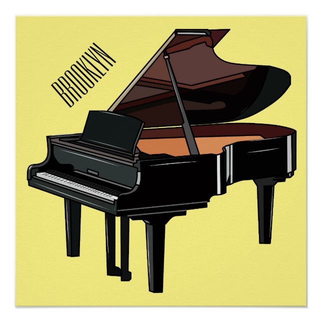 Póster Ilustração de desenho animado Piano (Frente)