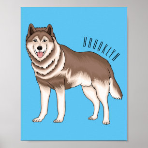 Poster Ilustração de desenho animado siberiano husky