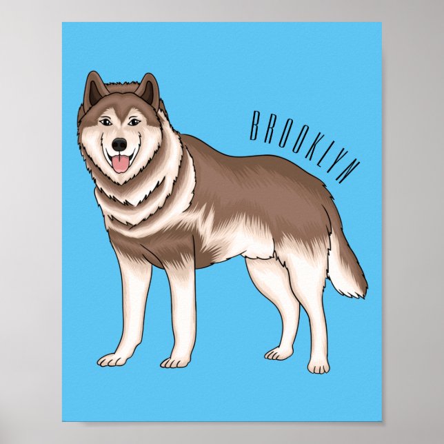 Poster Ilustração de desenho animado siberiano husky (Frente)