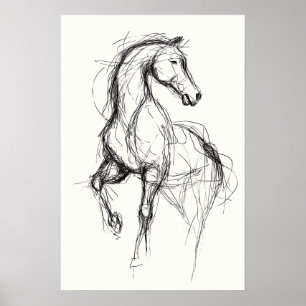 Poster Ilustração de Desenho de Cavalo Moderno da Arte Eq