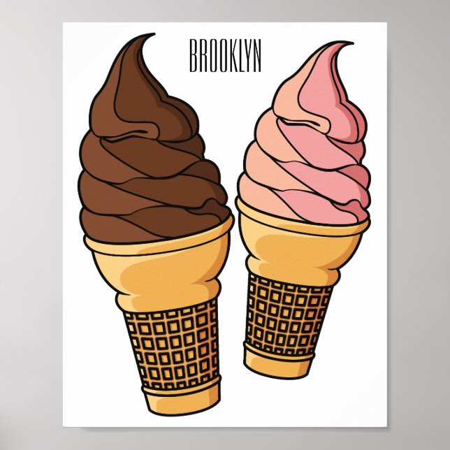 Poster ilustração de desenho de cone de sorvete (Frente)