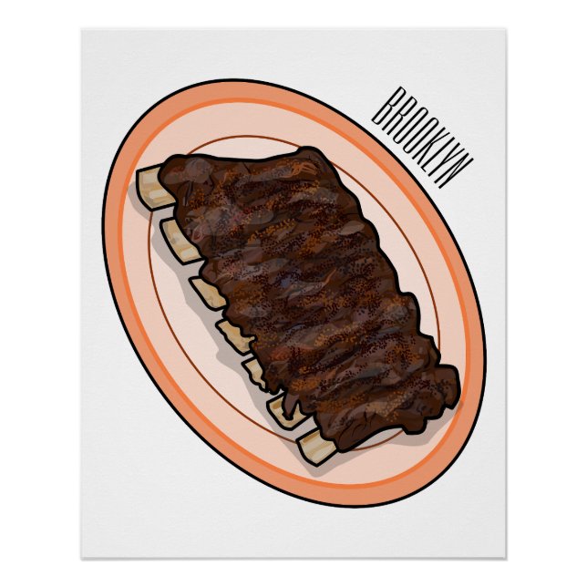 Póster Ilustração de desenho de costelas curtas (Frente)