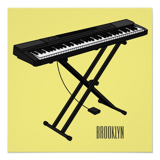 Póster Ilustração de desenho de piano de teclado (Frente)