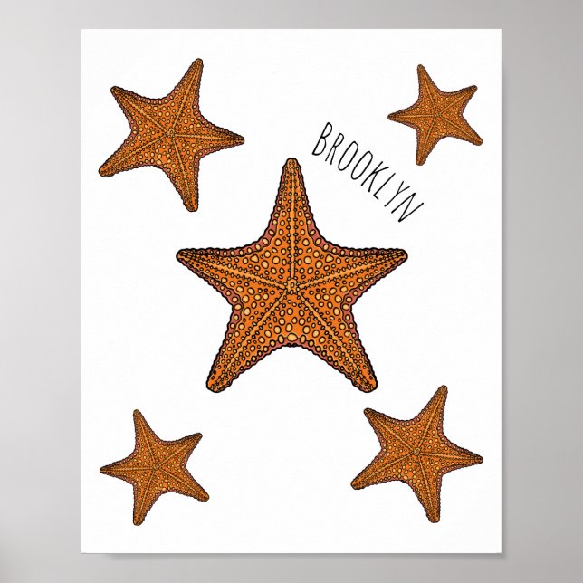 Poster Ilustração de desenho de Starfish (Frente)