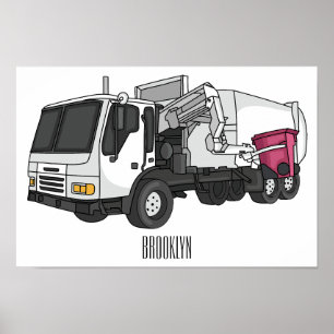 Poster Ilustração de desenho do caminhão de lixo