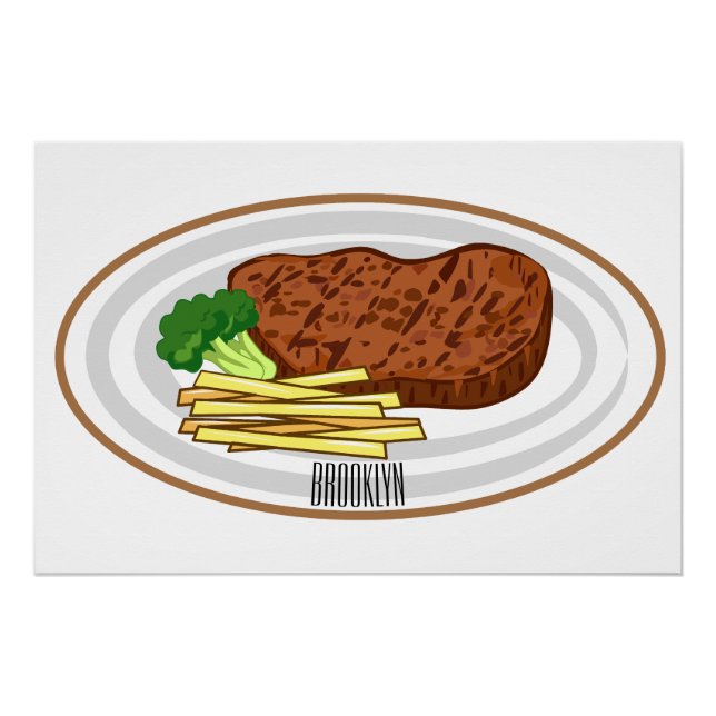 Póster Ilustração de desenho em bife (Frente)