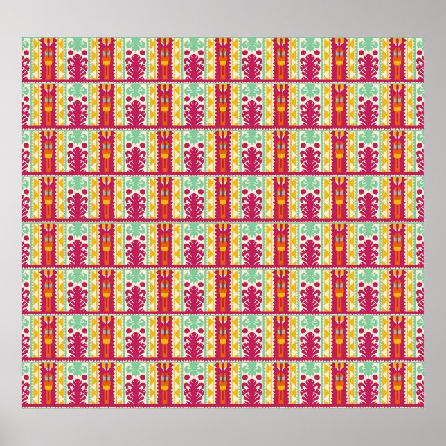 Poster Ilustração de Design de Têxtil Tradicional Indiana (Frente)