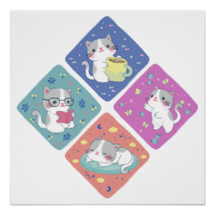 Póster Ilustração de Dia de Ocupação de Gatinho Bonito