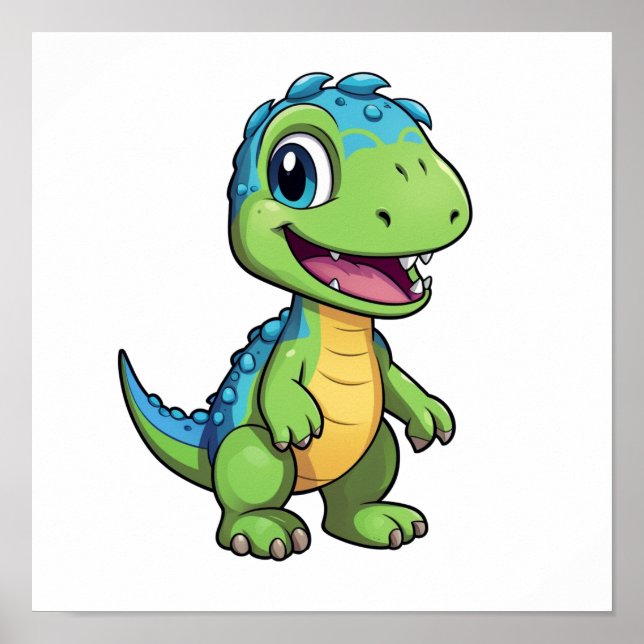 Poster Ilustração de dinossauro de desenho animado (Frente)
