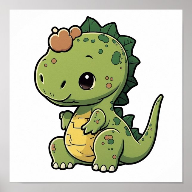 Poster Ilustração de dinossauro de desenho animado (Frente)