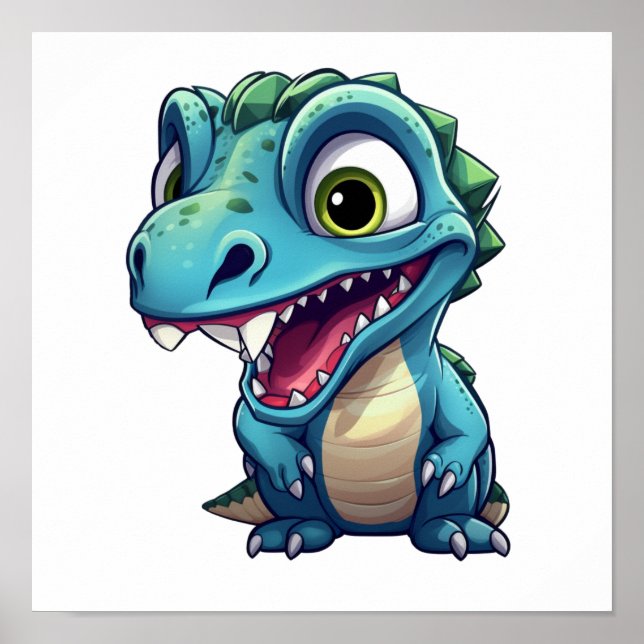 Poster Ilustração de dinossauro de desenho animado (Frente)