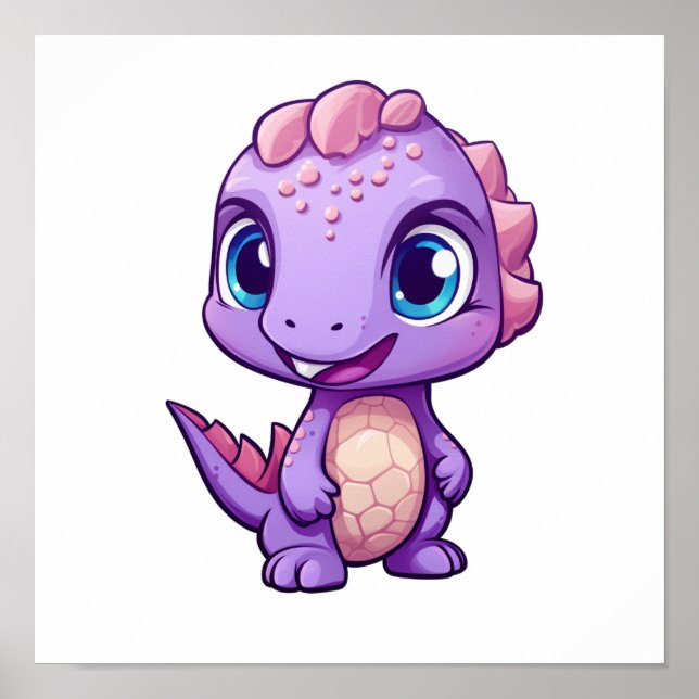 Poster Ilustração de dinossauro de desenho animado (Frente)