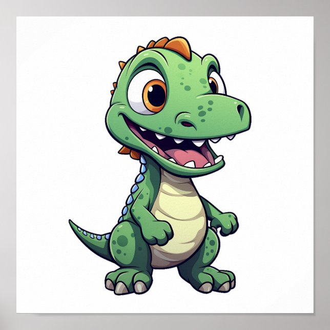 Poster Ilustração de dinossauro de desenho animado (Frente)