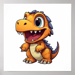 Poster Ilustração de dinossauro de desenho animado