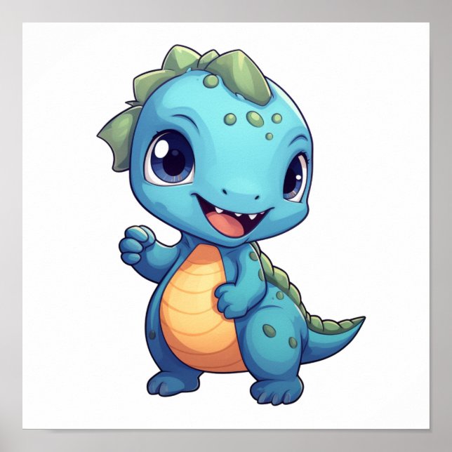 Poster Ilustração de dinossauro de desenho animado (Frente)
