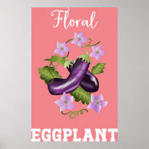 Poster Ilustração de EggPlant Floral