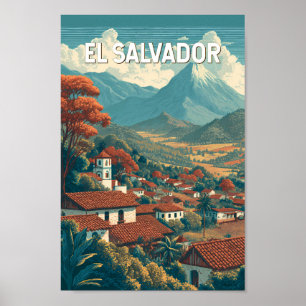 Poster Ilustração de El Salvador Viagem Arte Vintage