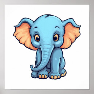 Poster Ilustração de elefante de desenho animado