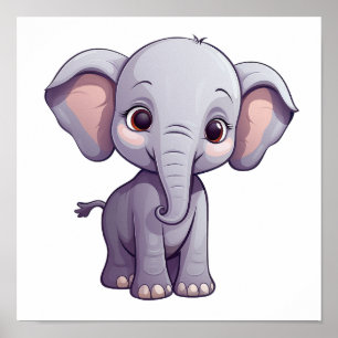 Poster Ilustração de elefante de desenho animado