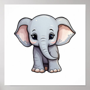 Poster Ilustração de elefante de desenho animado