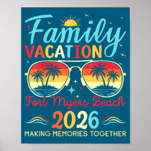 Poster Ilustração de Família em Fort Myers Beach Flórida